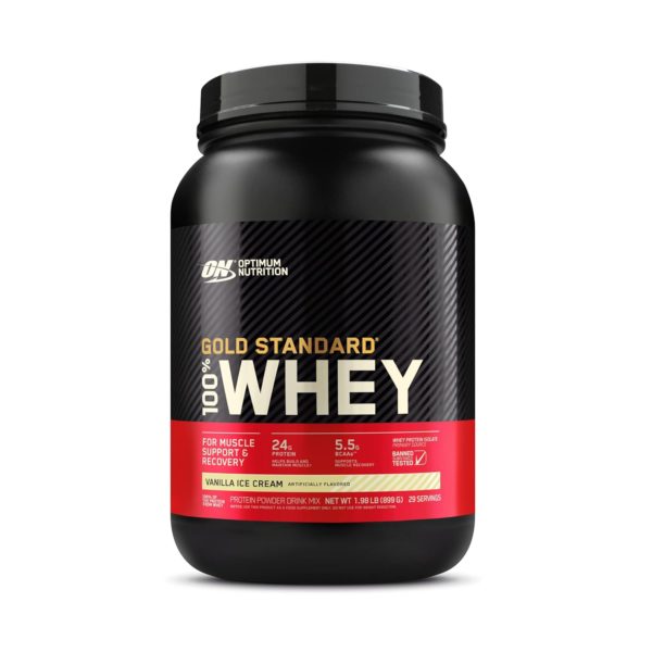 Optimum Nutrition (ON) Gold Standard 100% Whey (2 lbs/907 g) (Double Rich Chocolate) Protein Powder for Muscle Support & Recovery, Vegetarian - Primary Source Whey Isolate